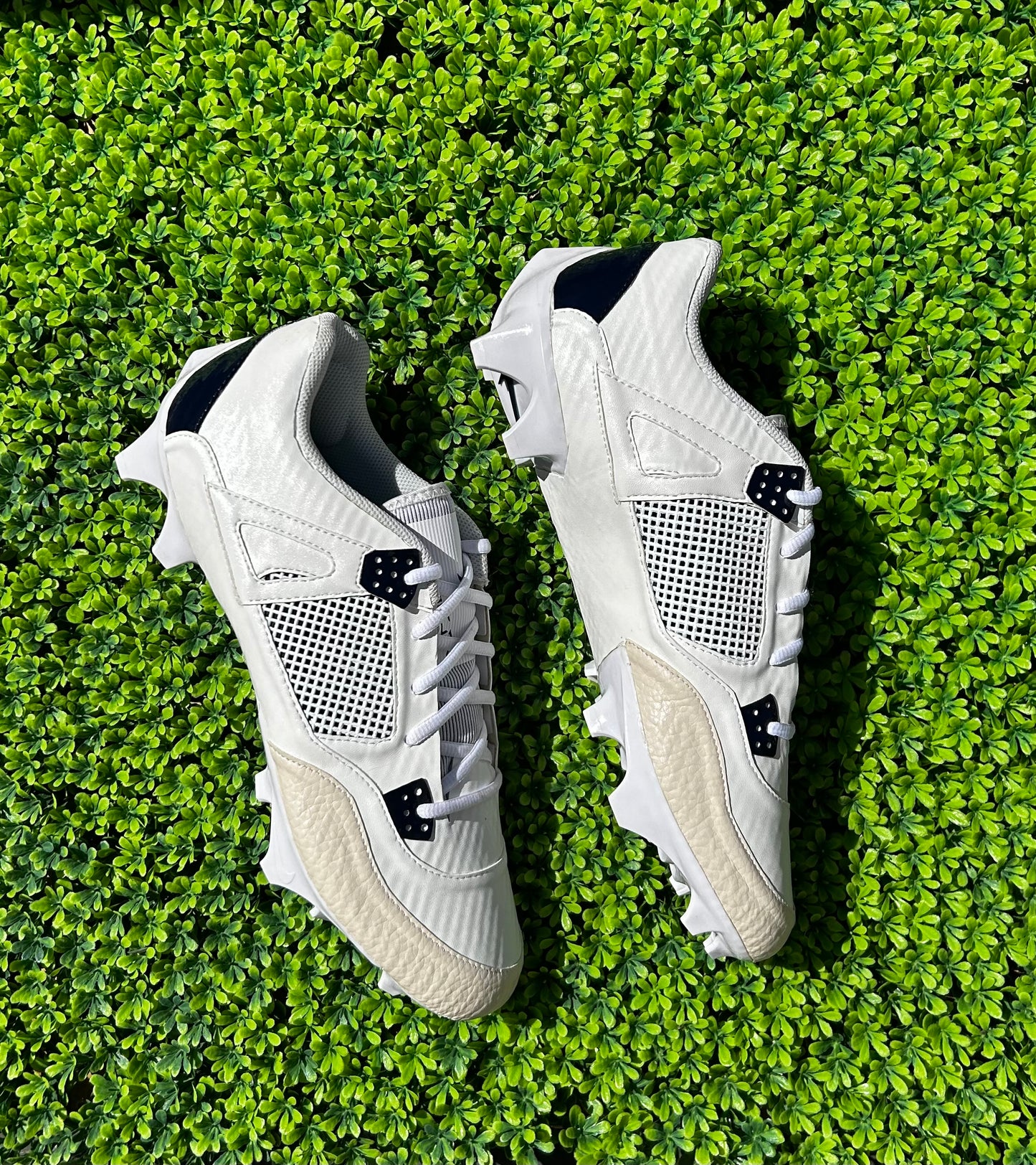 Custom Jordan 4 sewn Football Cleats