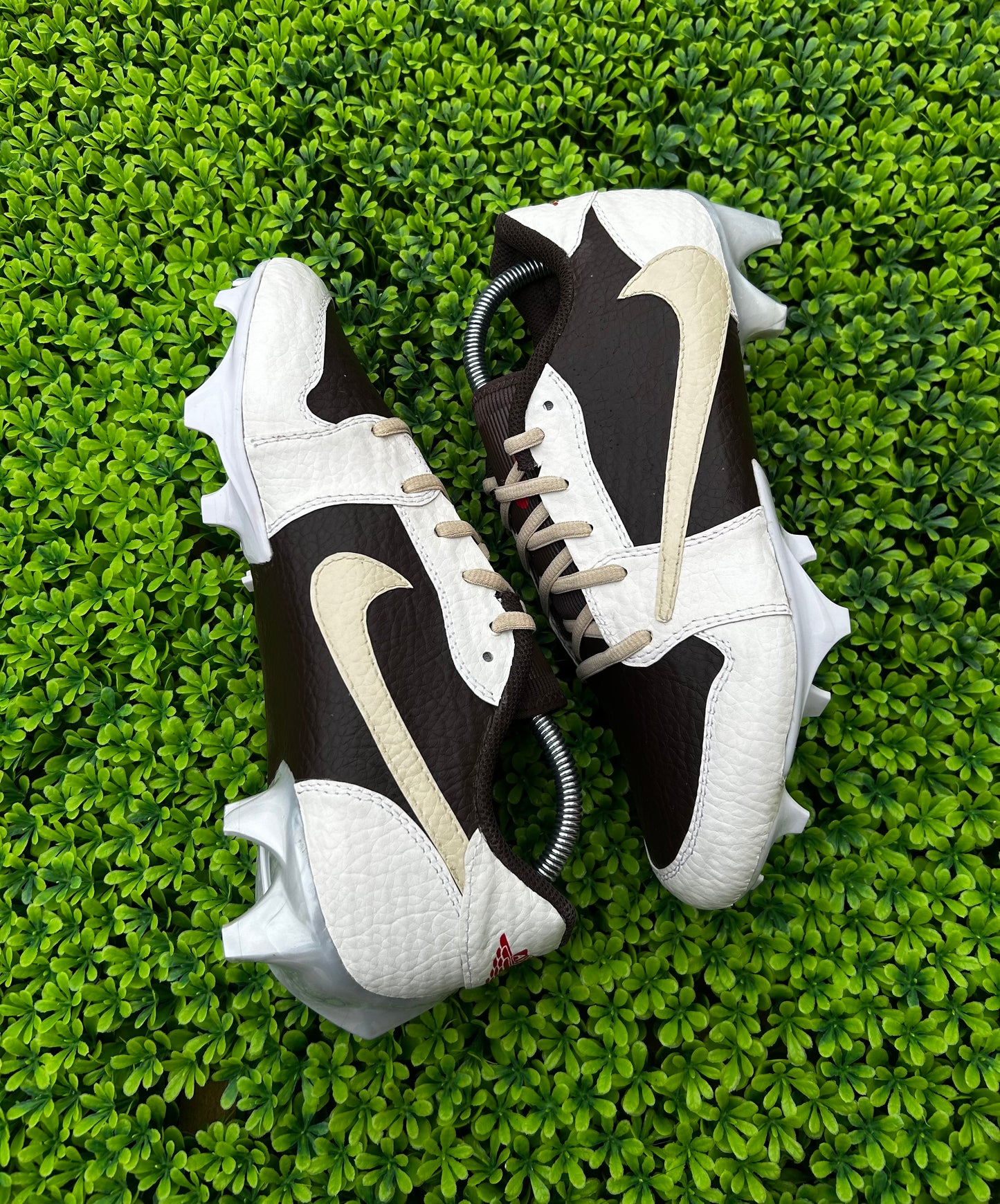 Custom shy pink Sewn Football Cleats