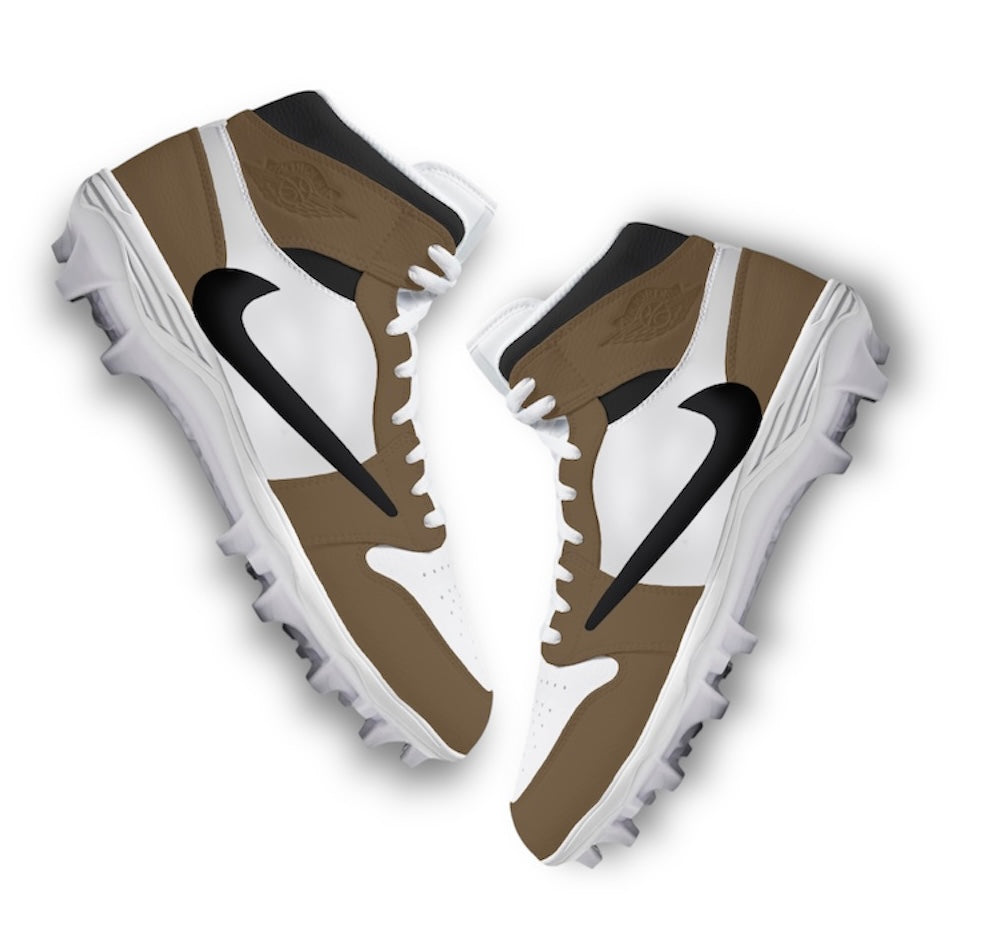 Custom Mocha Air Jordan Football Cleats