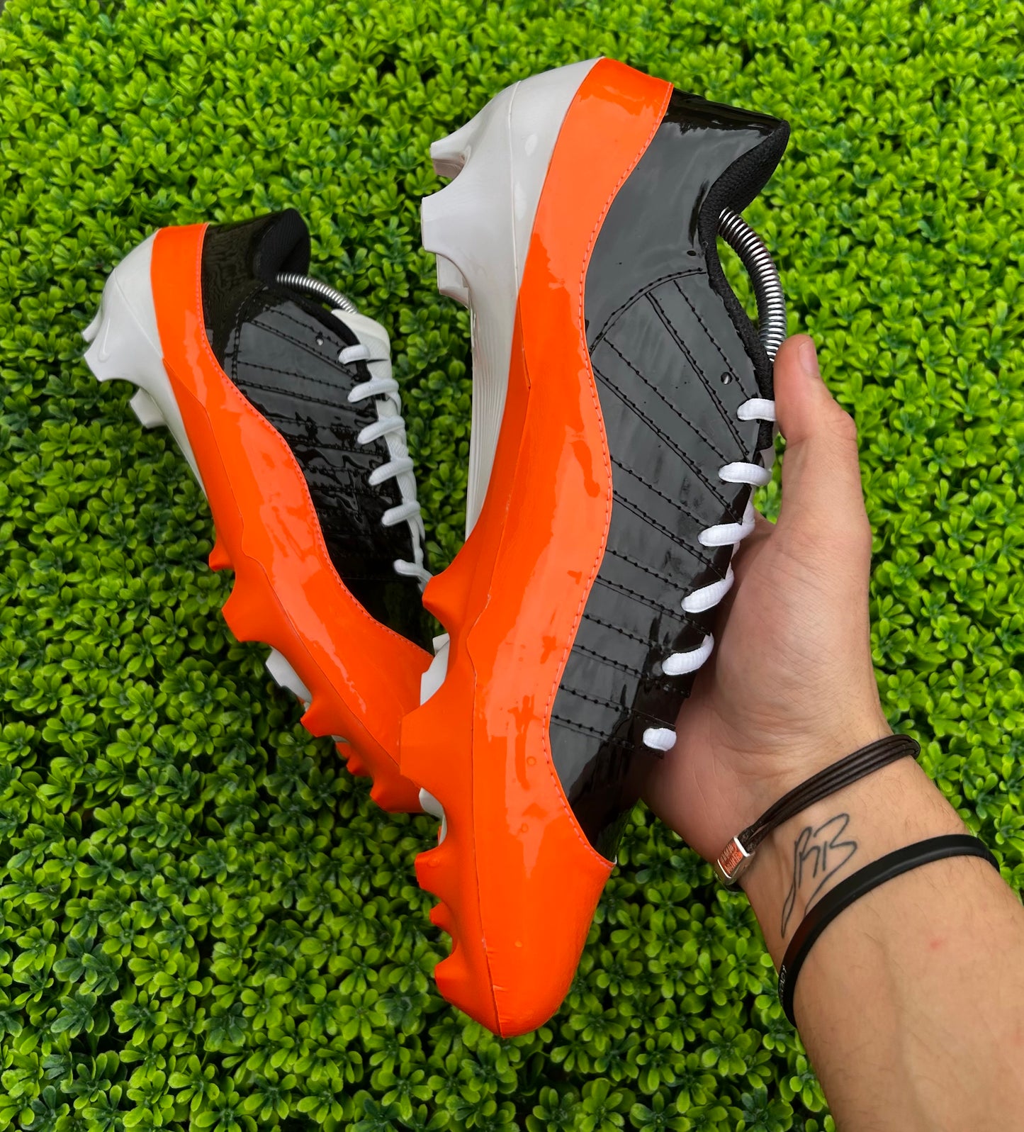 Custom Jordan 11 sewn Football Cleats