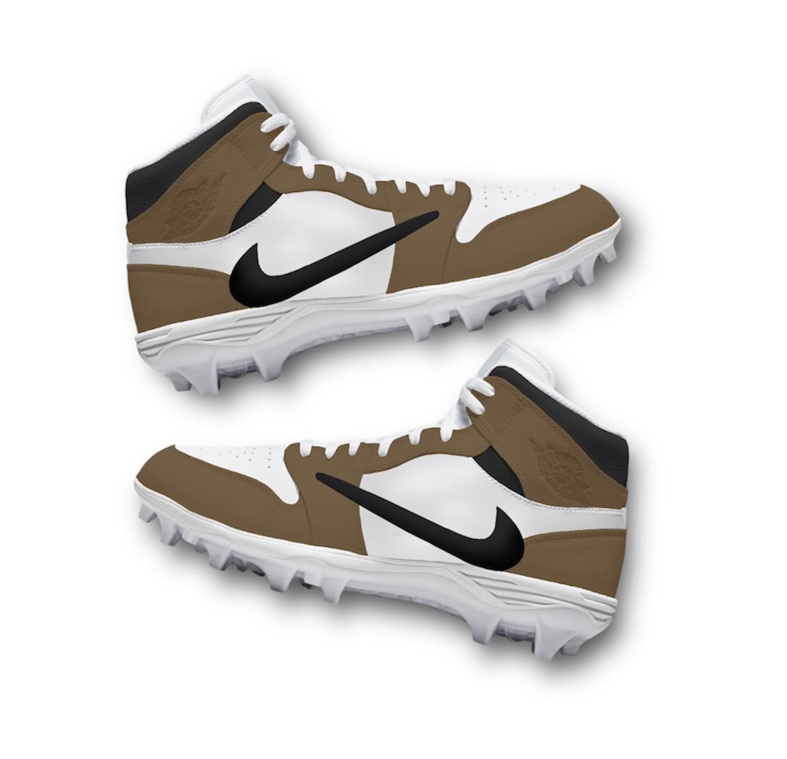 Custom Mocha Air Jordan Football Cleats