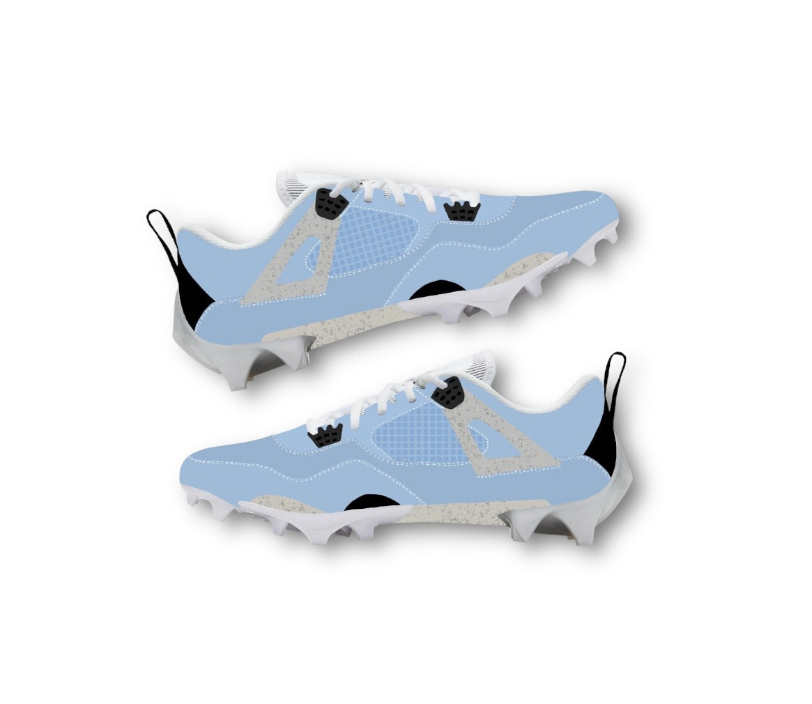 Custom Jordan 4 baby blue sewn Football Cleats