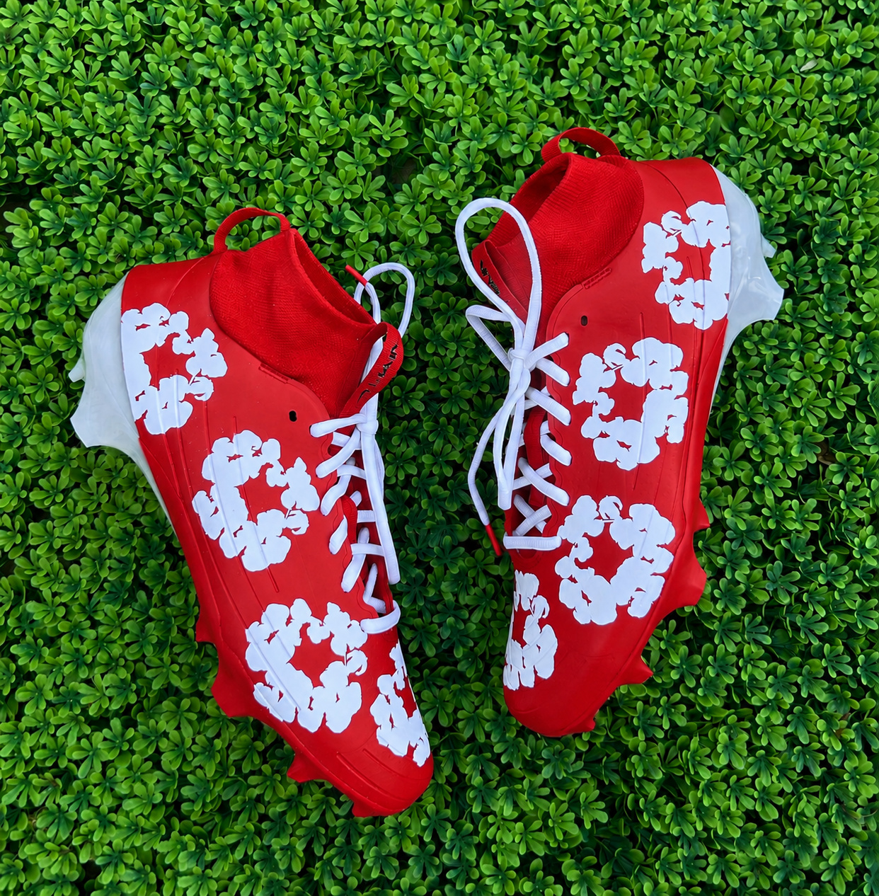 Custom colored Floral Football Cleats