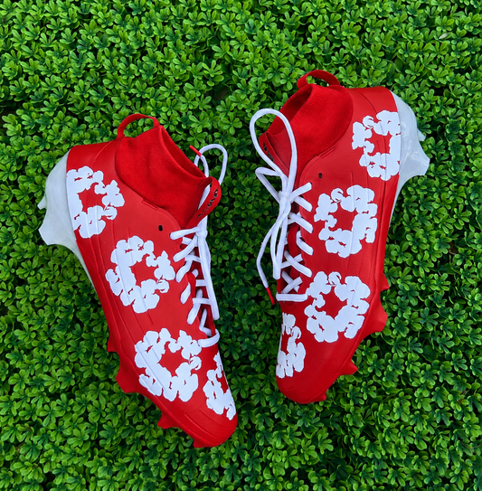 Custom colored Floral Football Cleats