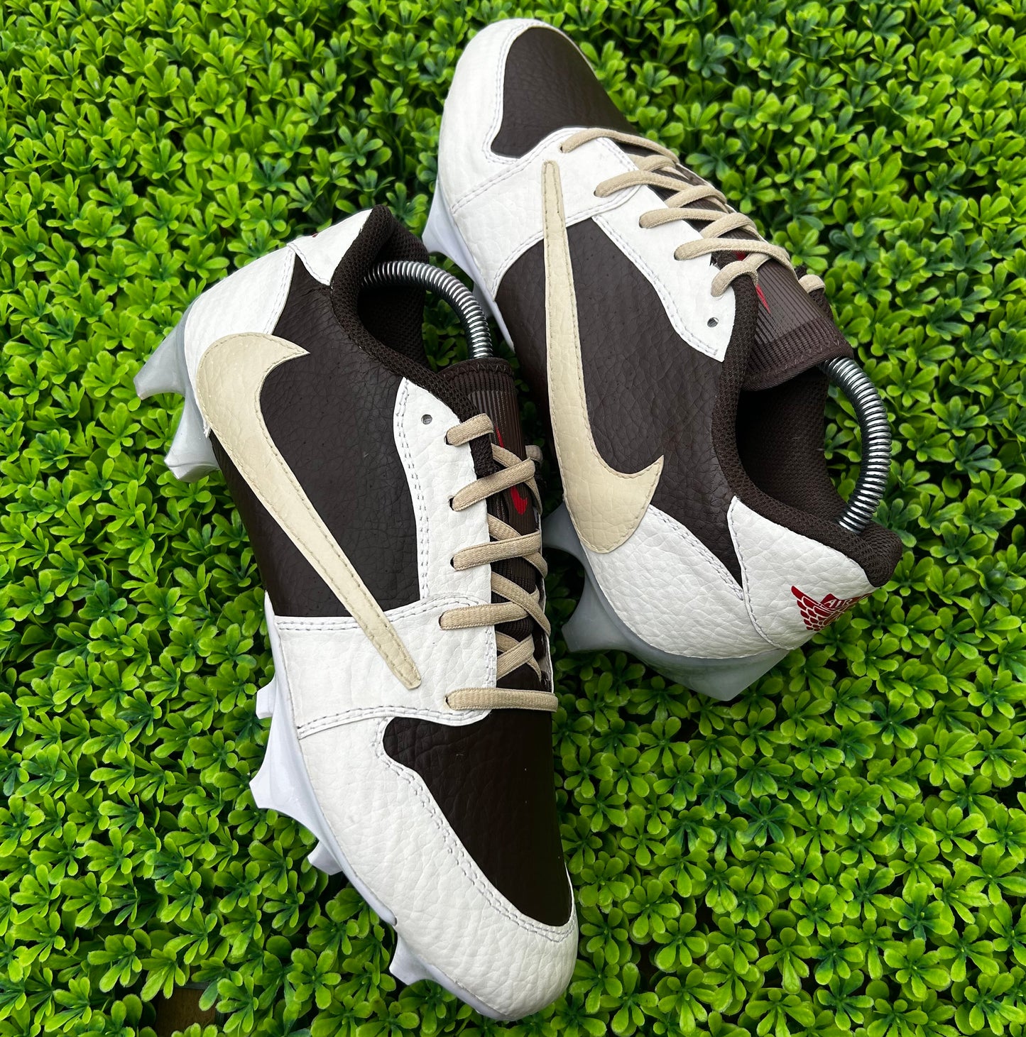 Custom shy pink Sewn Football Cleats