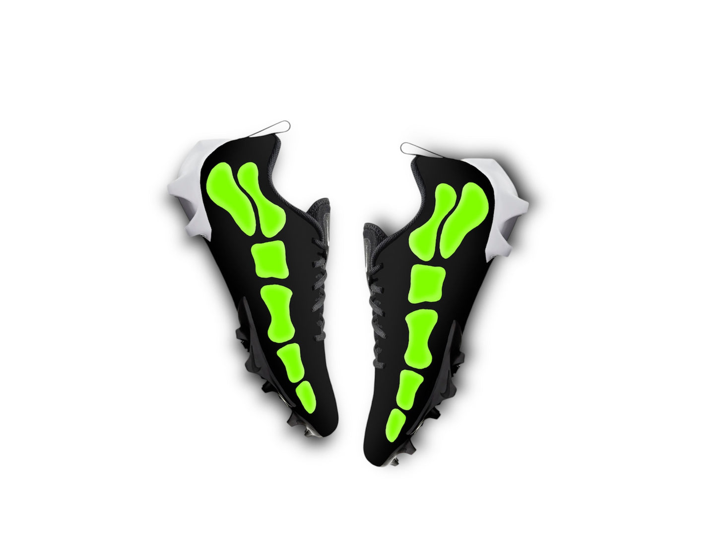 Custom Bone Green Glow Football Cleats