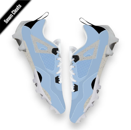 Custom Jordan 4 baby blue sewn Football Cleats